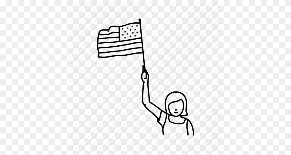 America American Flag Boy Girl Waving A Flag Independence Usa, Grass, Plant, Lawn, Device Free Transparent Png