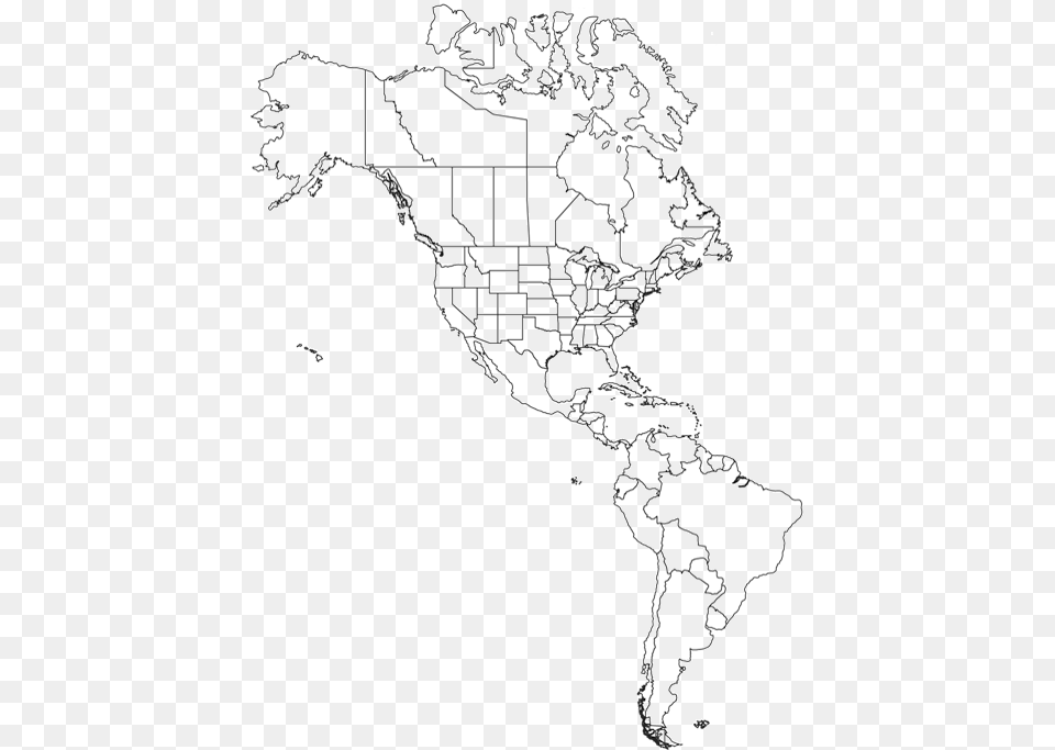 America Drawing Line Huge Freebie Download For Powerpoint Black And White Western Hemisphere Map, Chart, Plot, Diagram Free Png