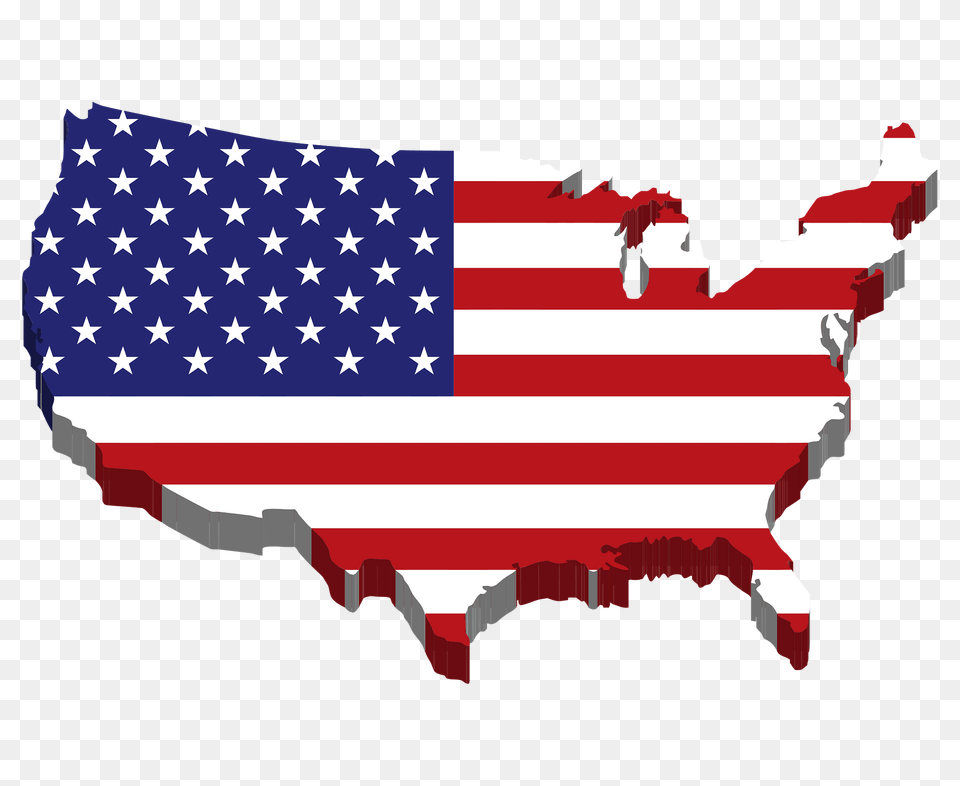 America Flag Map 3d Clipart, American Flag Free Png