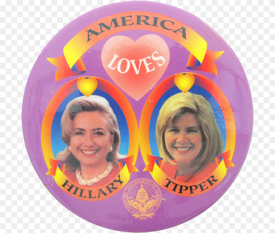 America Loves Hillary And Tipper Political Button Museum Totenkopf Animation, Badge, Symbol, Logo, Adult Png Image