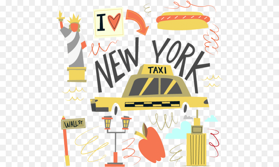 America New York Taxi Wall Sticker Window Nursery Clip Art, Transportation, Vehicle, Car, Bulldozer Free Png Download