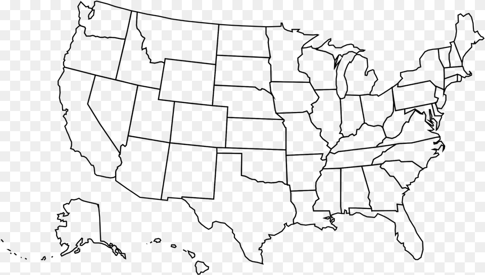 America Outline Vector Transparent United States Map, Gray Free Png