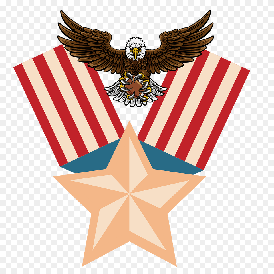 America Wins Logo With Star Ribbon, Symbol, Emblem, Animal, Bird Png Image