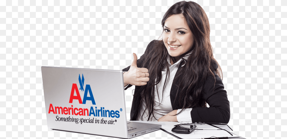 American Airlines Phone Number Girl With Laptop, Body Part, Person, Finger, Hand Png