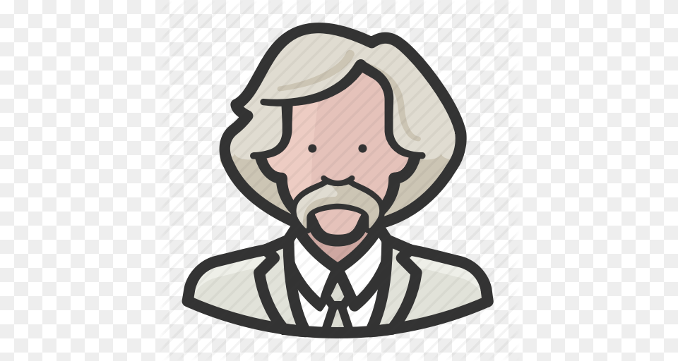 American Author Male Man Mark Twain Twain Writer Icon, Head, Face, Portrait, Photography Free Png