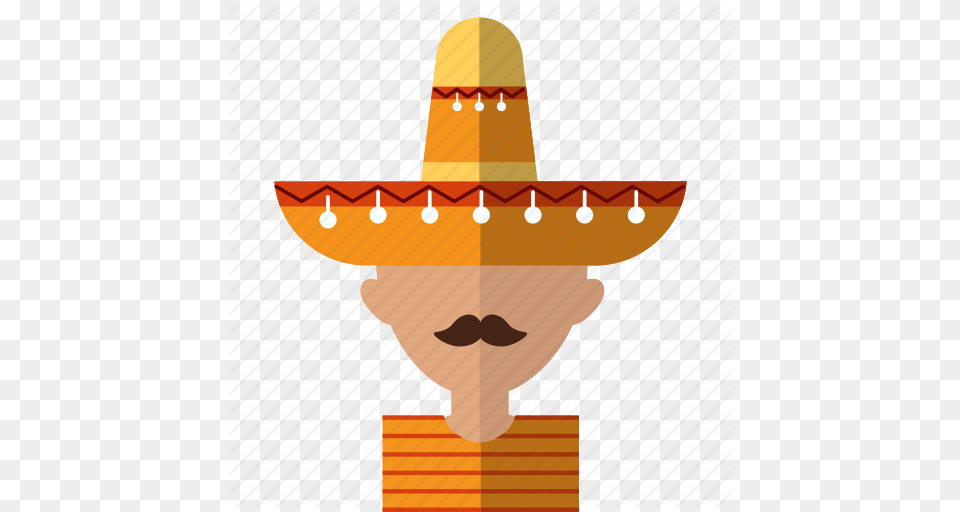 American Avatar Latino Men Mexican Mex Sombrero Icon, Clothing, Hat Png Image