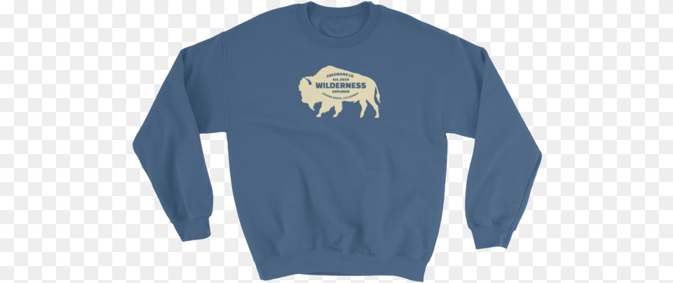 American Bison Sweatshirt Crew Neck, Clothing, Knitwear, Long Sleeve, Sleeve Free Transparent Png