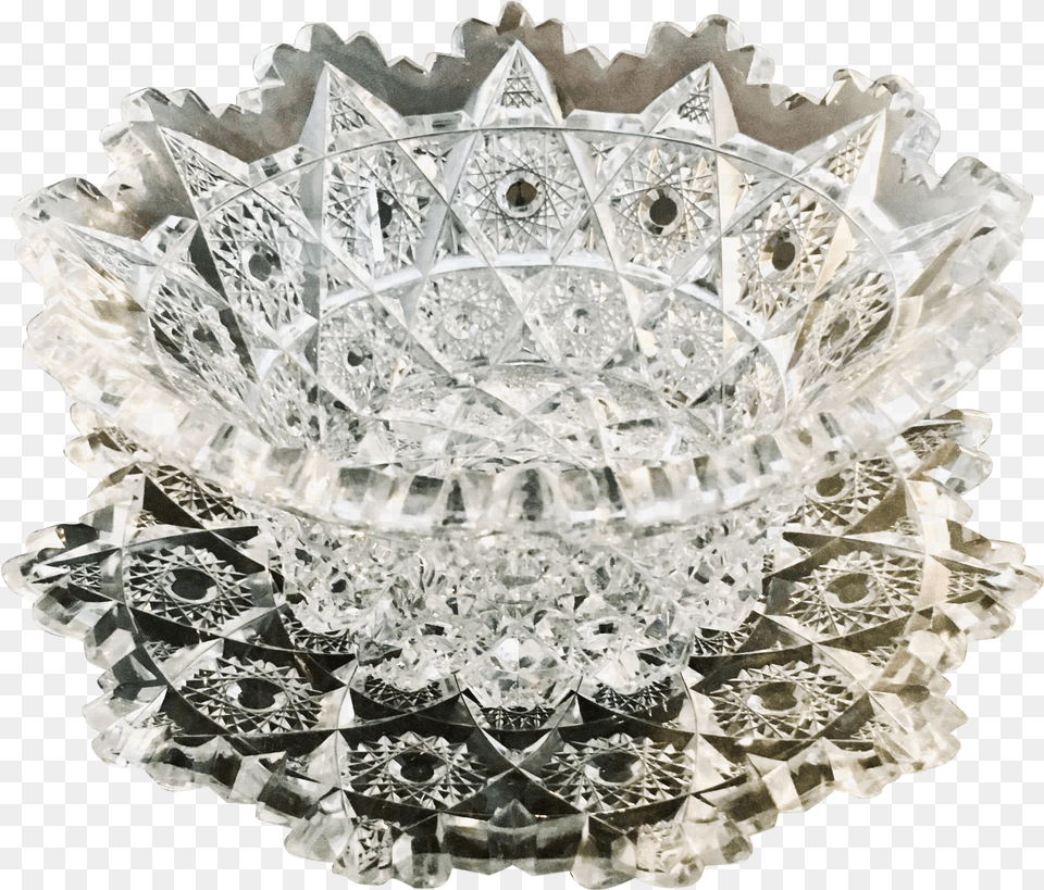 American Brilliant Cut Crystal Ice Cream Dish And Platter Headpiece Png