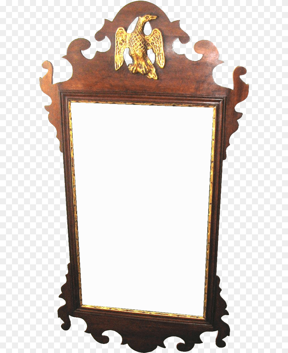 American Chippendale Mahogany Scroll Crowned Top, Mirror, Animal, Dinosaur, Reptile Png