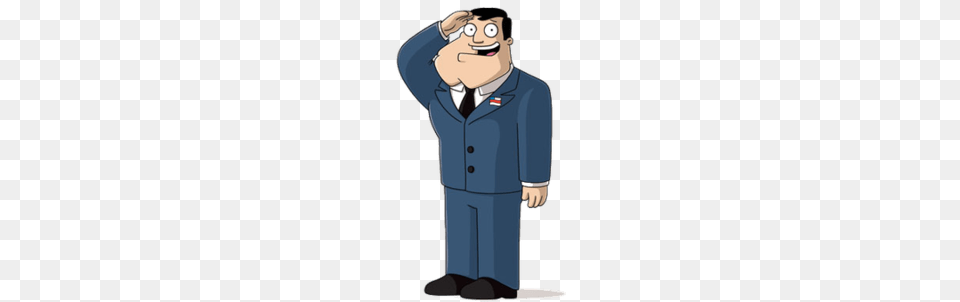 American Dad Character Stan Smith Saluting, Suit, Clothing, Formal Wear, Person Png