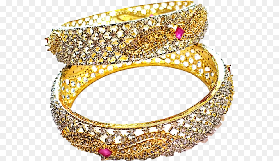 American Diamond Gold Plated Stylish Bangles For Women Body Jewelry, Accessories, Ornament, Chandelier, Lamp Free Png Download