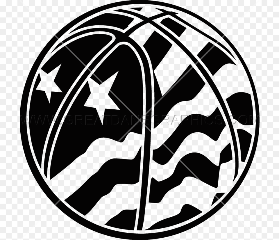 American Flag Basketball Clipart Black And White Jpg Sphere, Bow, Weapon Free Png