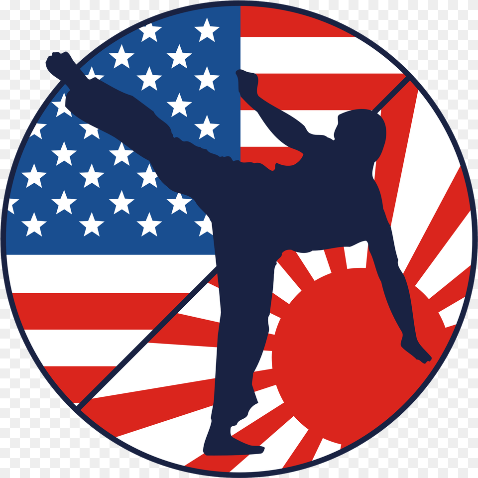 American Flag Circle Logo Clipart Circle Flag Usa Icon, American Flag, Martial Arts, Person, Sport Png