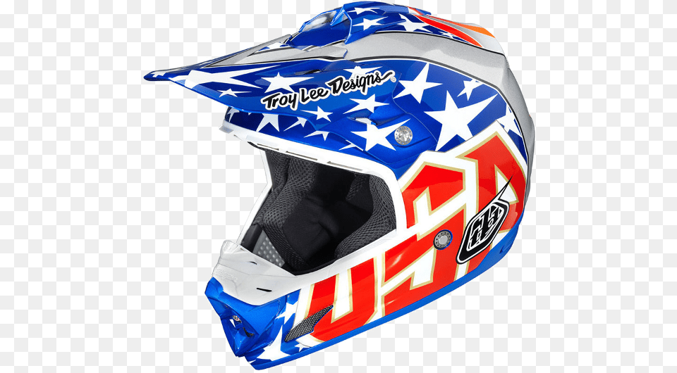 American Flag Dirt Bike Gear Troy Lee, Crash Helmet, Helmet, Clothing, Hardhat Png Image