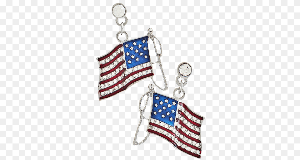 American Flag Drop Earrings Featuring Small Diamond Flag Of The United States, American Flag, Accessories Png