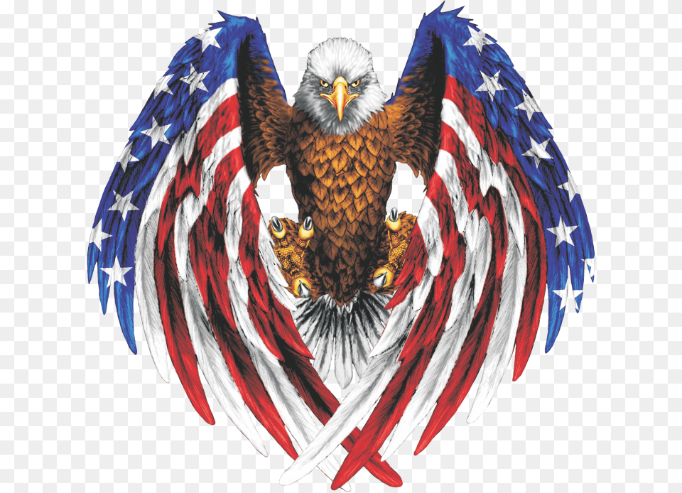 American Flag Eagle Bald Eagle With American Flag In Wing, Animal, Bird, Beak Free Png