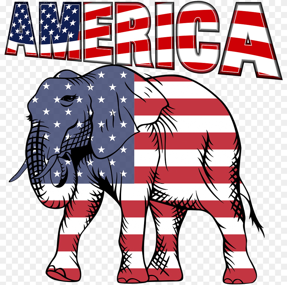 American Flag Elephant, Person, Animal, Wildlife, Mammal Png