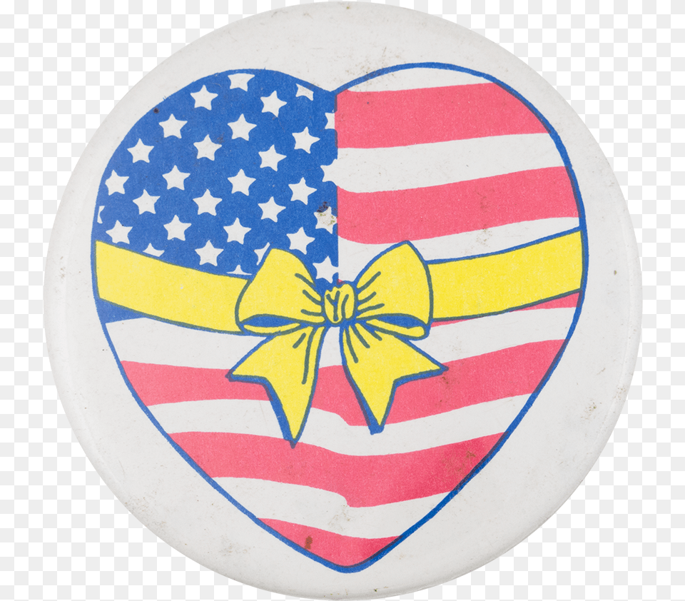 American Flag Heart Cause Button Museum Usa Flag, Badge, Logo, Symbol Free Png Download