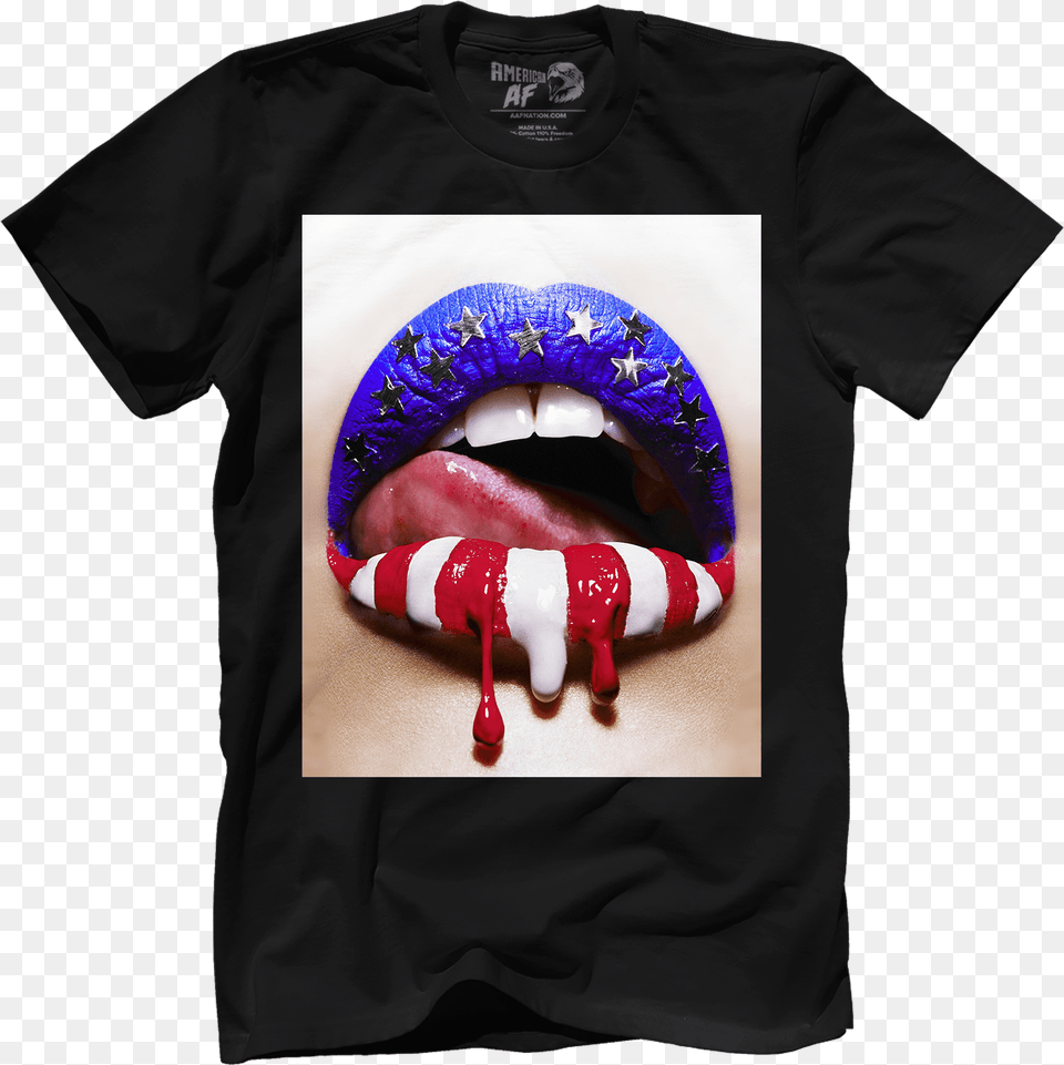 American Flag Lips, Clothing, T-shirt, Body Part, Mouth Png Image