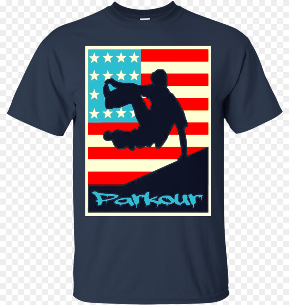 American Flag Parkour T Shirt Parkour T Shirt T Shirt Never Give Up Red, Clothing, T-shirt, Adult, Male Free Png Download