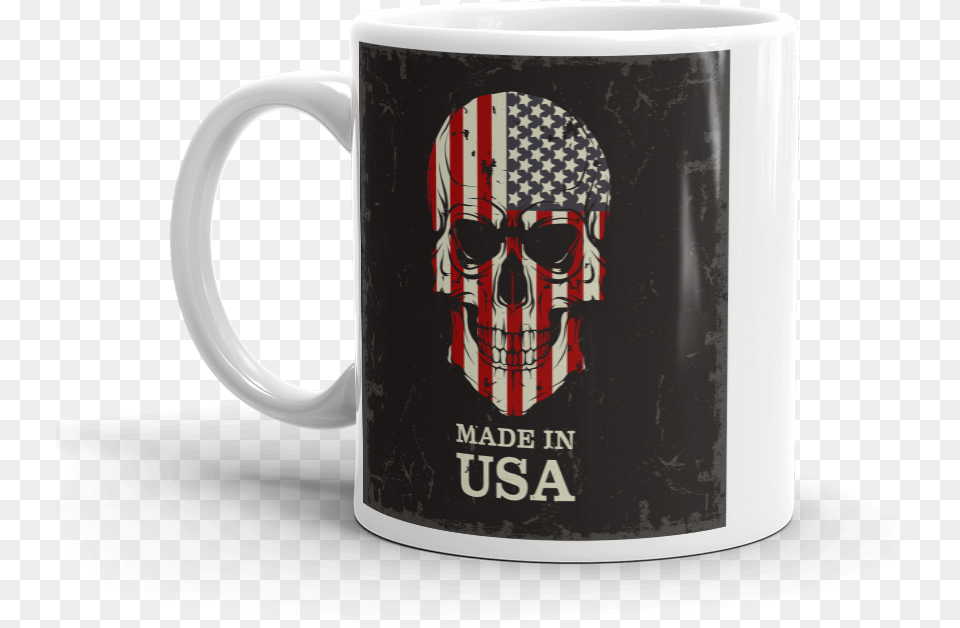 American Flag Print On Skull Coffee Mug, Cup, Beverage, Coffee Cup, Adult Free Png