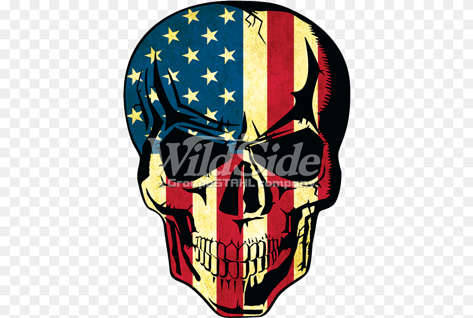American Flag Skull Skull America, Animal, Fish, Sea Life, Shark Free Png Download