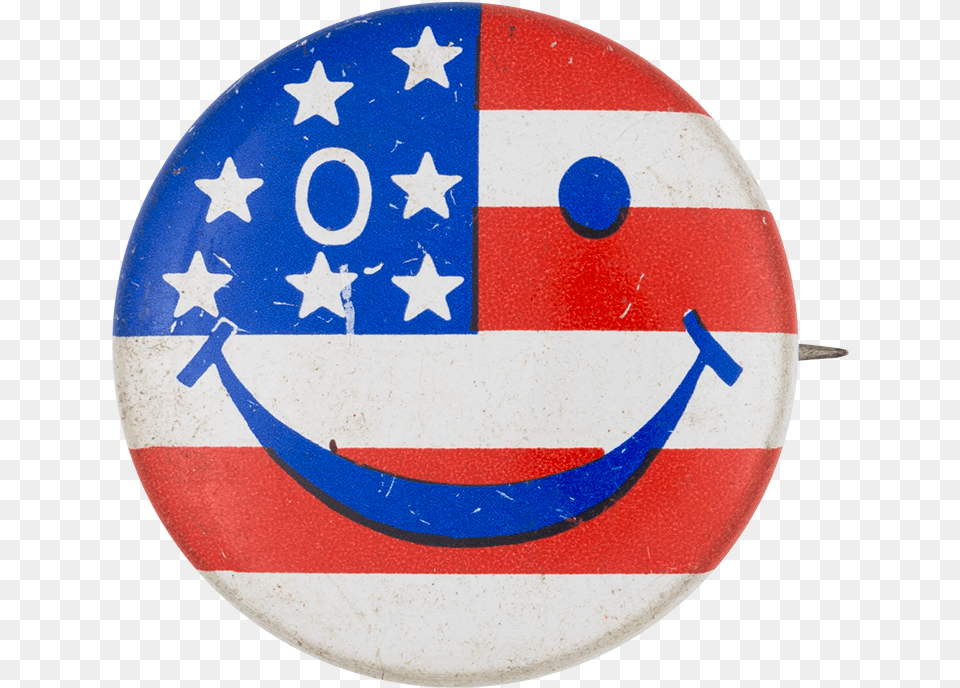 American Flag Smiley Smileys Button Museum Alabama Crime Victims Compensation Commission, Badge, Logo, Symbol, Emblem Png