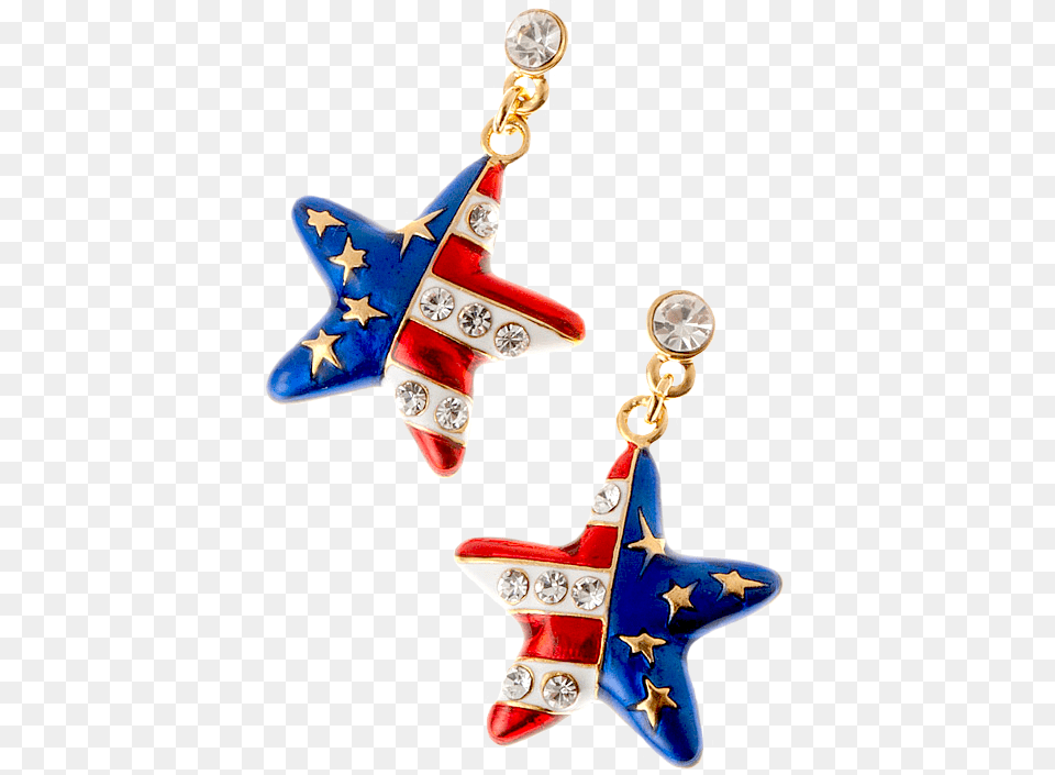 American Flag Star Shaped Drop Earrings In Red White Earrings, Accessories, Earring, Jewelry, Star Symbol Png
