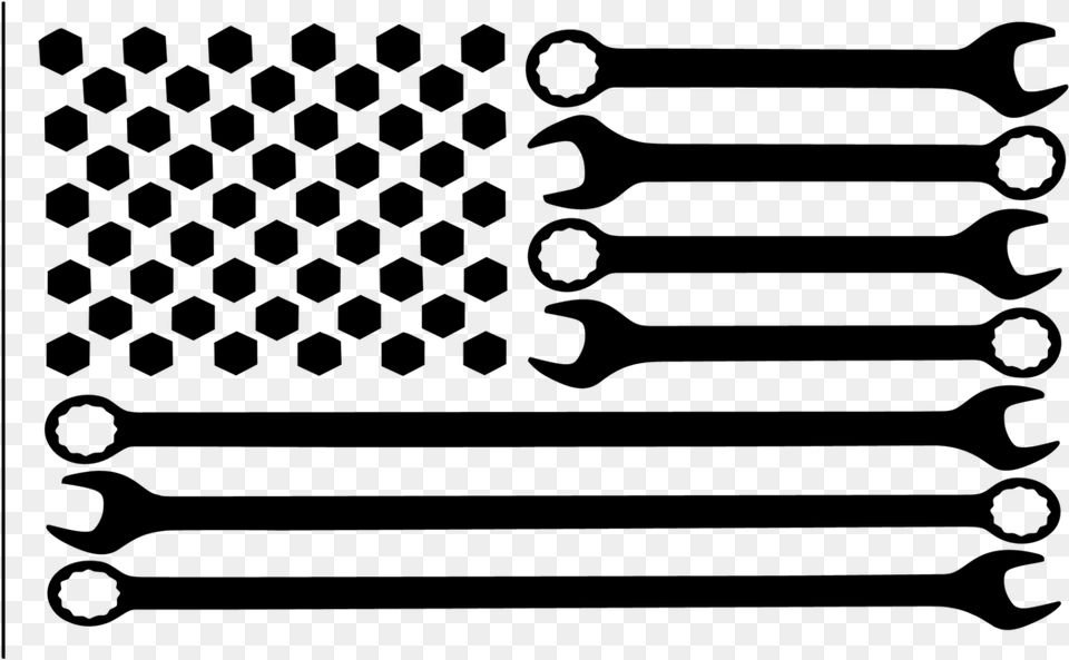 American Flag With Wrenches, Gray Free Png