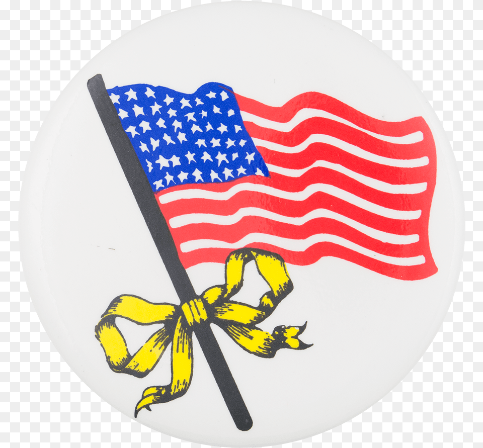 American Flag With Yellow Ribbon Pinbutton American Flag Yellow Ribbon, American Flag, Animal, Bird Png
