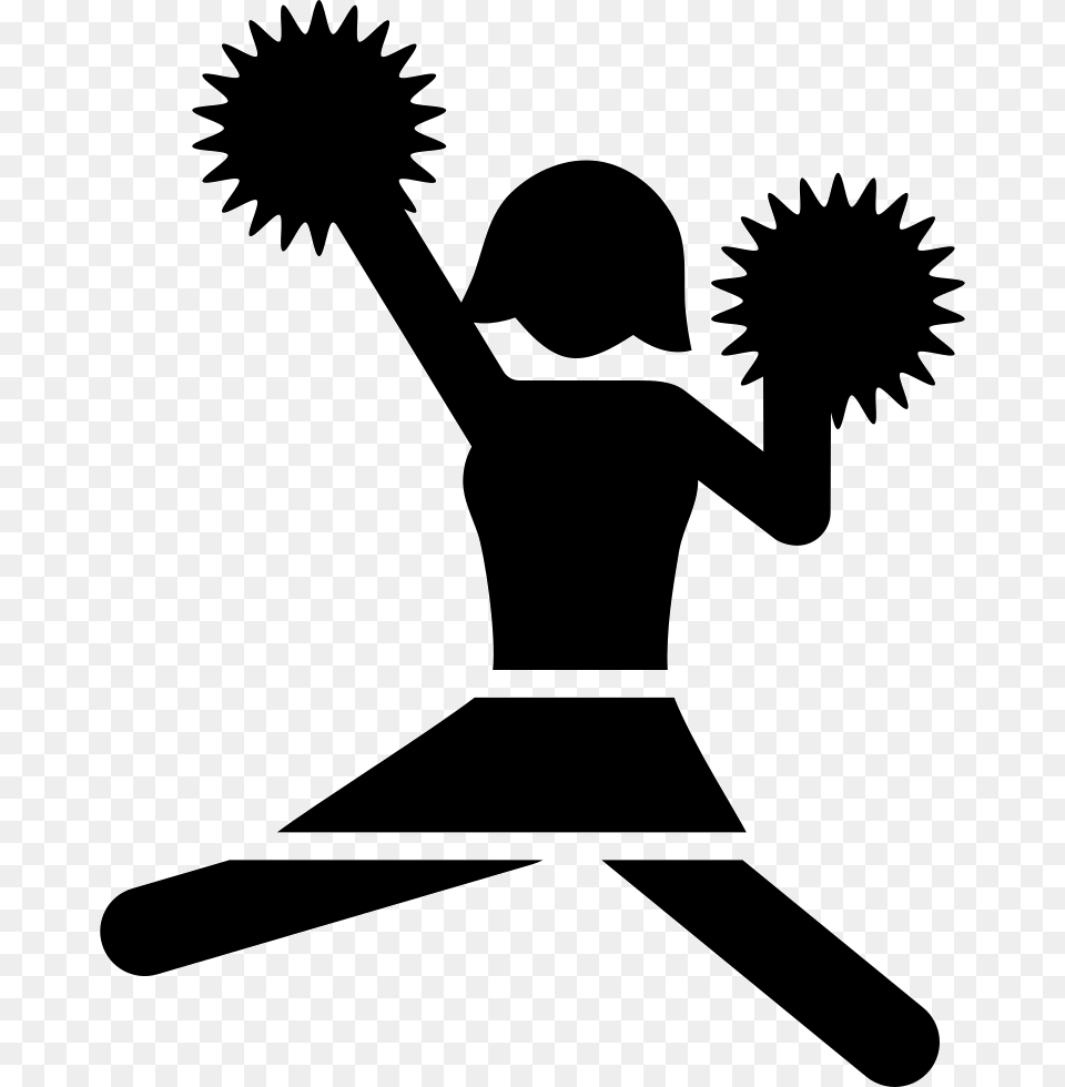 American Football Cheerleader Jump Icon Free Download, Silhouette, Stencil, Person Png Image