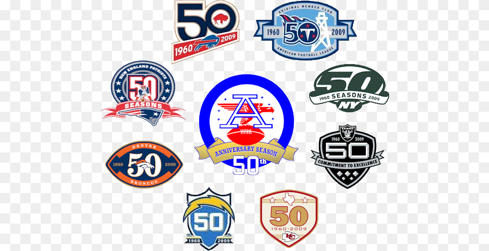 American Football League Nfl Anniversary Patches, Badge, Logo, Symbol, Emblem Png Image