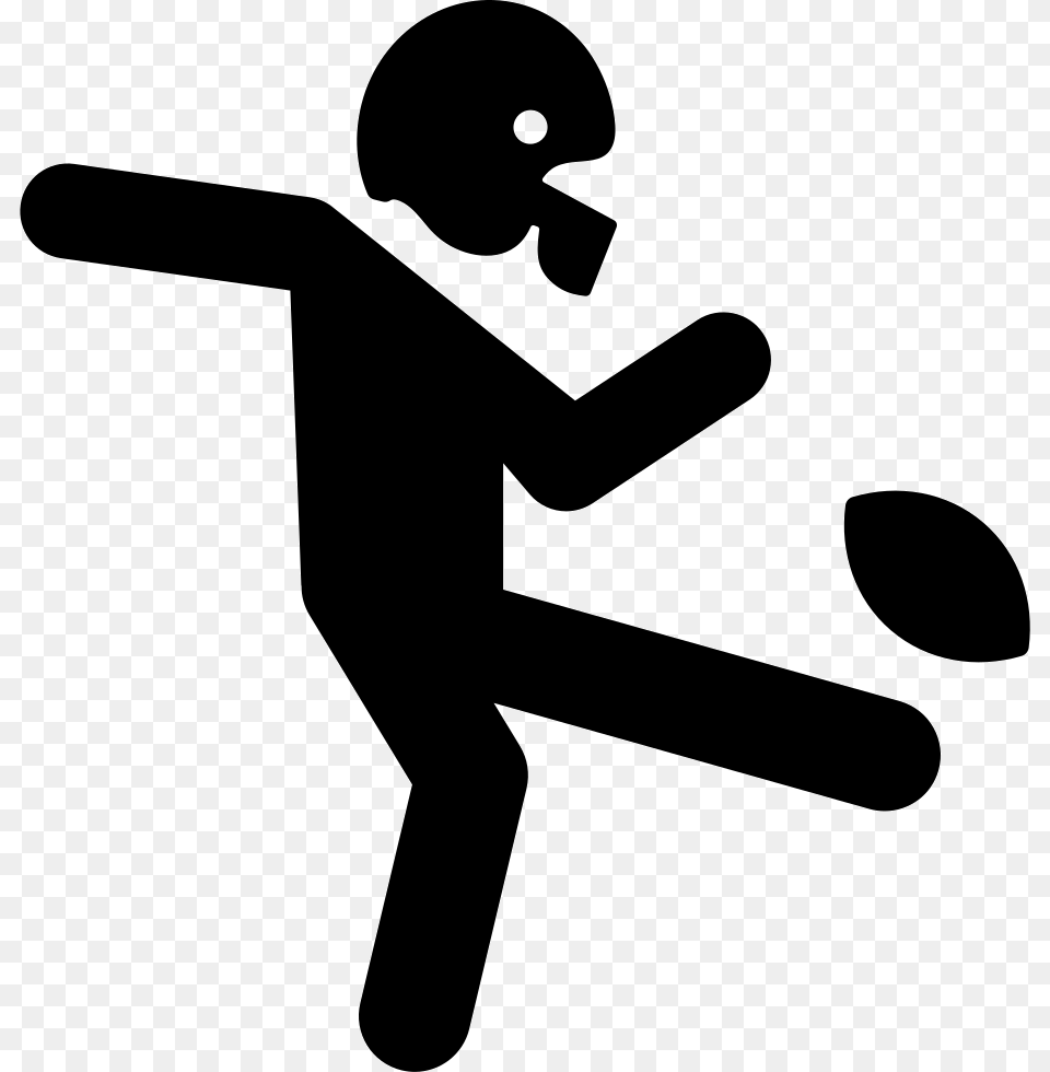 American Football Player Kicking The Ball Man Kicking American Football, Stencil, Person, Appliance, Blow Dryer Free Png
