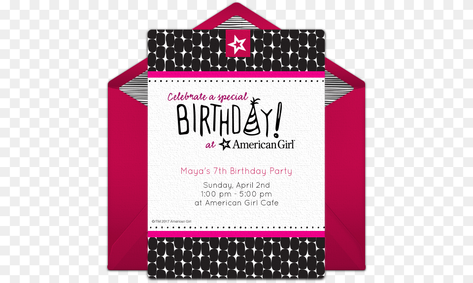 American Girl Birthday Online Invitation Punchbowlcom Flyer, Advertisement, Poster, Text Png Image