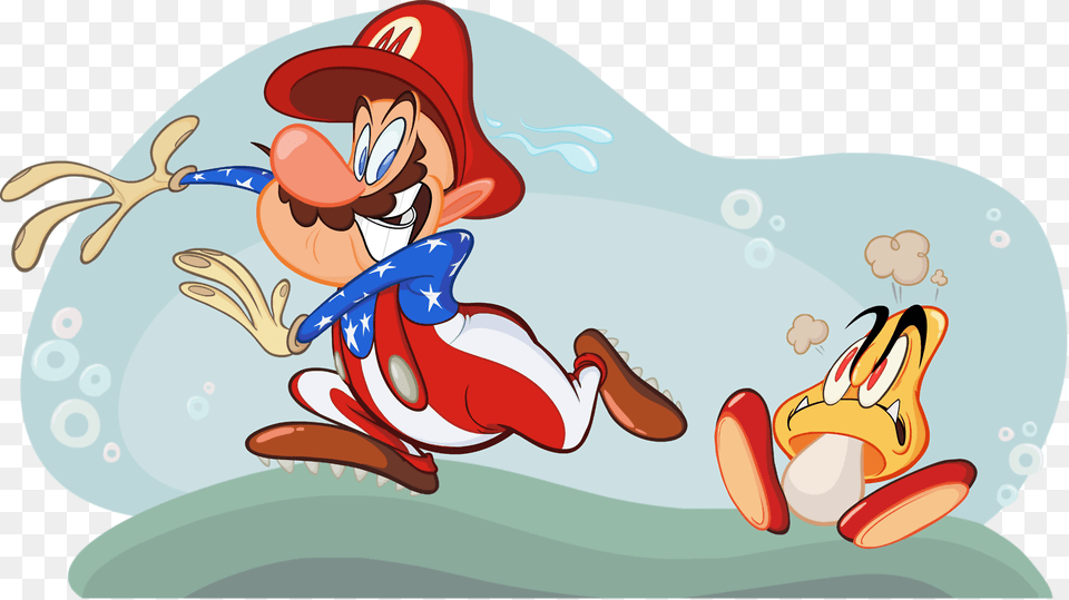 American Mario Runs From A Yellow Goomba Cartoon, Baby, Person Free Png