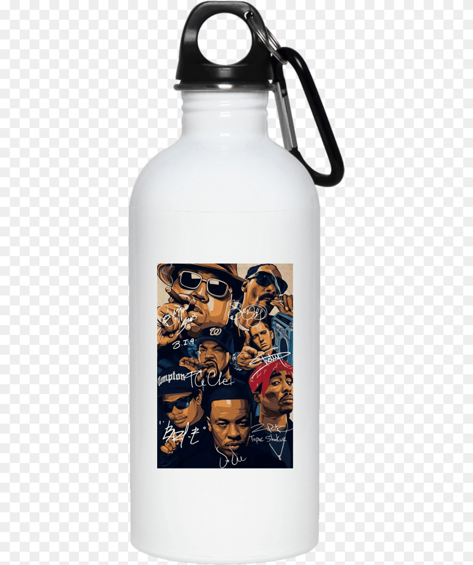 American Rapper Inspired Eazy E Biggie Tupac Snoop Water Bottle, Water Bottle, Adult, Person, Male Png Image