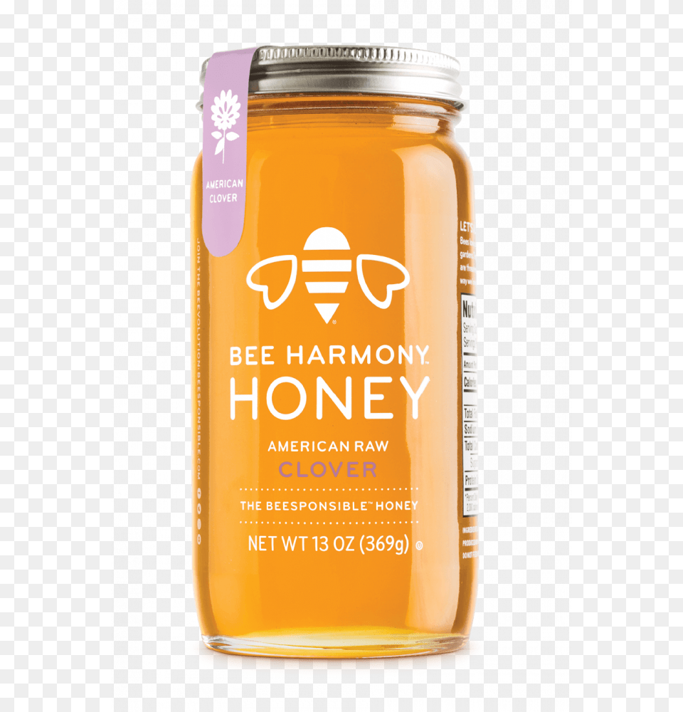 American Raw Clover Honey Jar Bee Harmony Honey Regional Raw Northeast The Beesponsible, Food, Can, Tin, Beverage Png