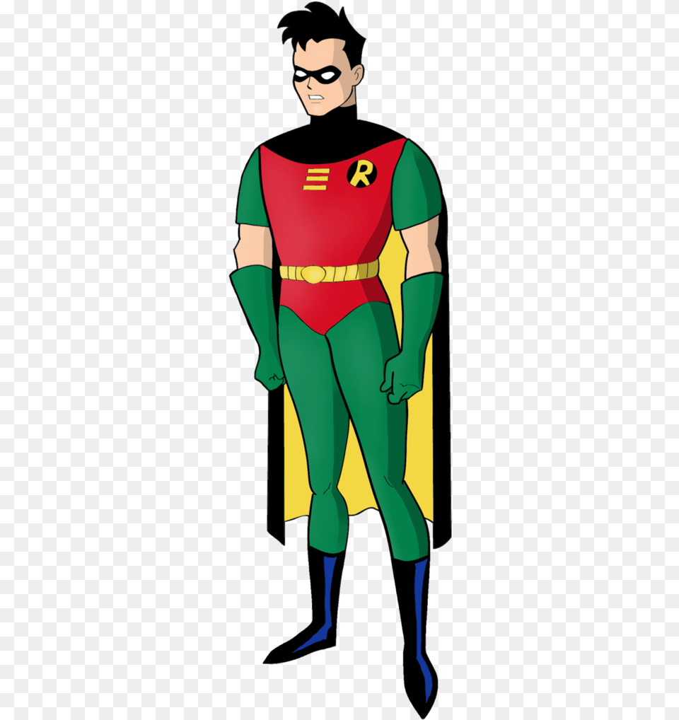 American Robin Clipart Drawn Batman Animated Series Robin, Cape, Clothing, Adult, Person Png