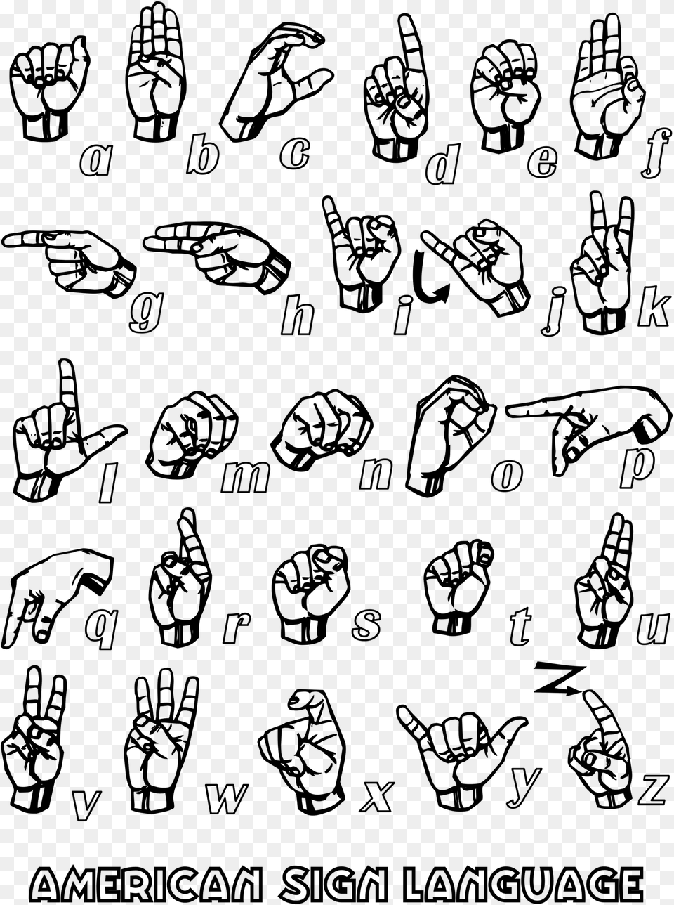 American Sign Language Asl Coloring Pages Sign Language Capital Letters, Blackboard, Art, Drawing Free Png
