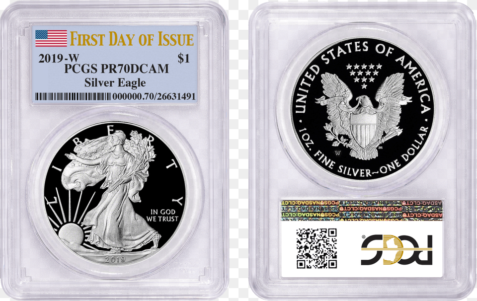 American Silver Eagle Pr70dcam Pcgs First Strike Flag Silver Eagle, Adult, Wedding, Qr Code, Person Free Transparent Png