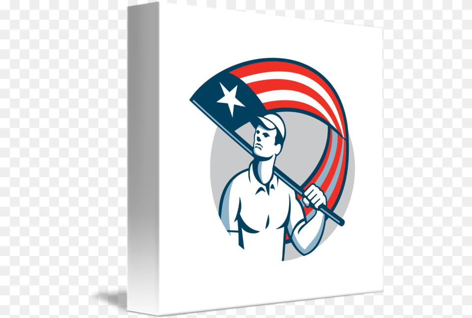 American Tradesman Holding Usa Flag Circle By Aloysius Patrimonio American, People, Person, Baby, Face Png Image