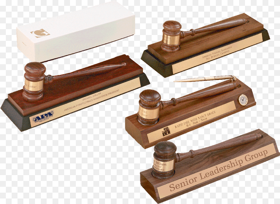 American Walnut Gavel On Base And Stand With Custom Wood, Box Png