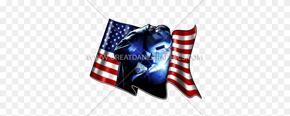 American Welder Production Ready Artwork For T Shirt Printing, American Flag, Flag, Adult, Male Free Png Download