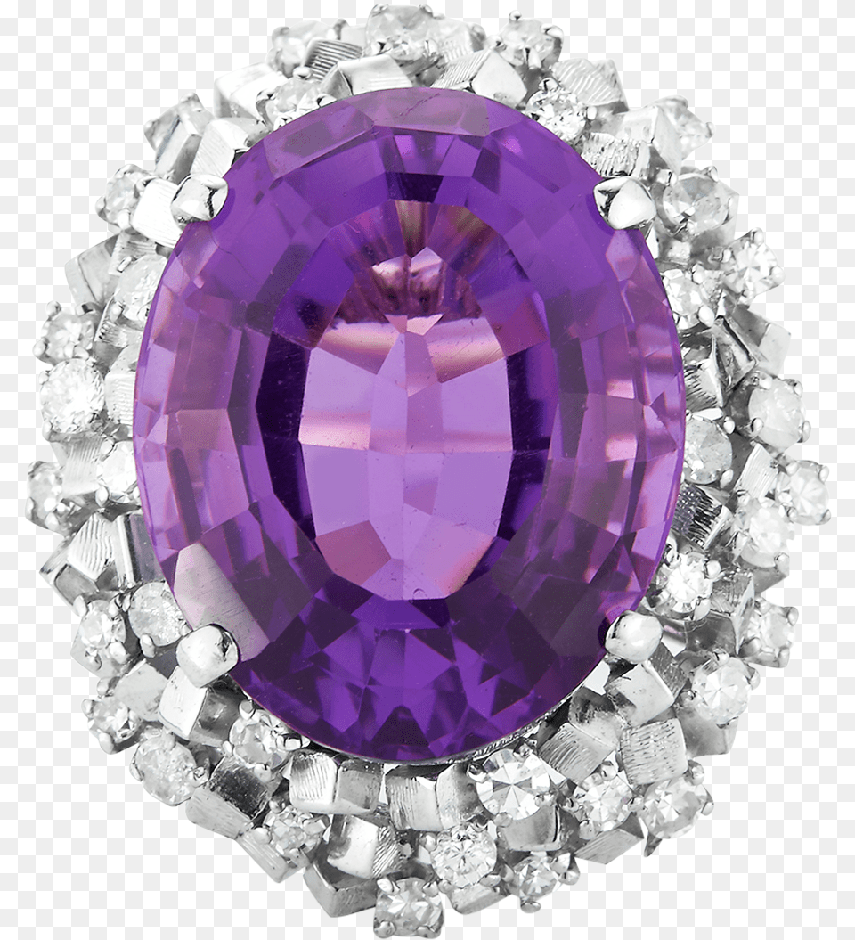 Amethyst And Diamond Ring Solid, Accessories, Gemstone, Jewelry, Ornament Free Transparent Png