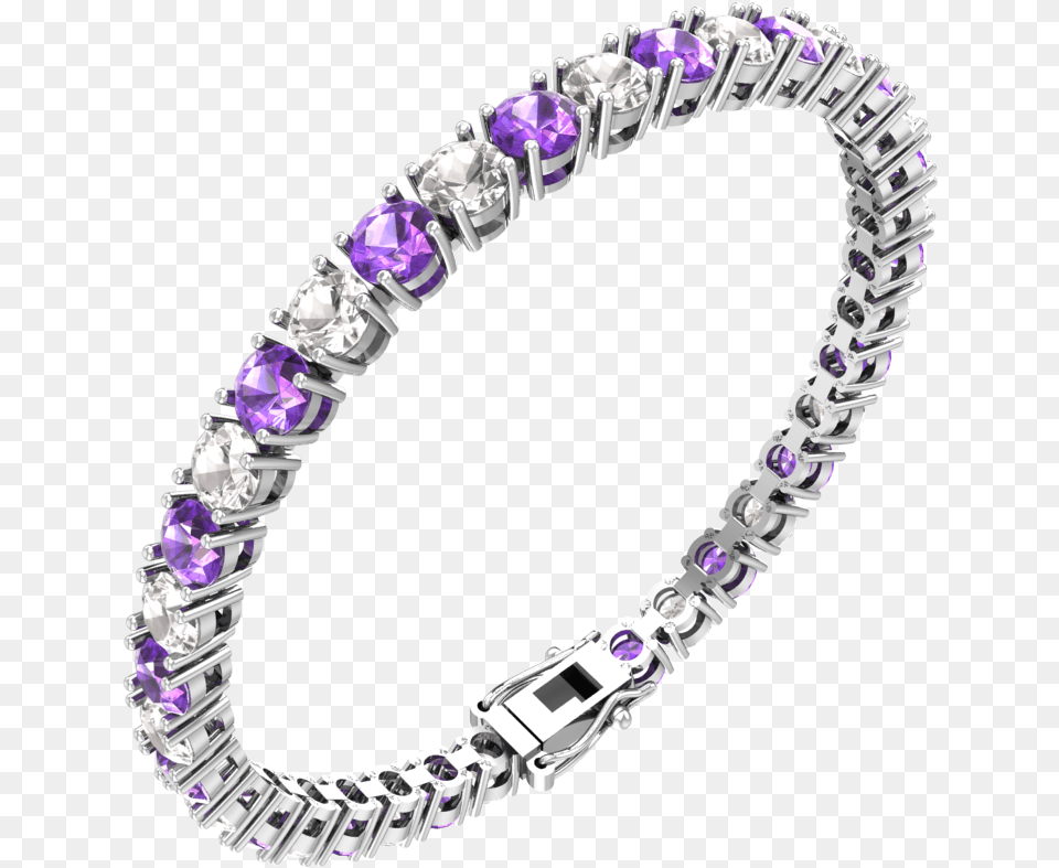 Amethyst And White Topaz Tennis Bracelet Solid, Accessories, Gemstone, Jewelry, Ornament Free Transparent Png