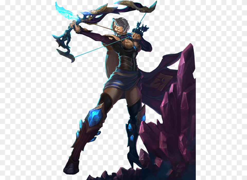 Amethyst Skin Ashe Splashart Image For League Of Legends Ashe, Archer, Archery, Bow, Person Free Transparent Png