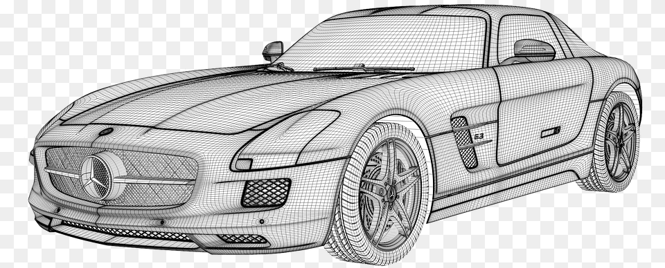 Amg Mercedes Sls Sports Car Drawing, Art, Vehicle, Transportation, Machine Png Image