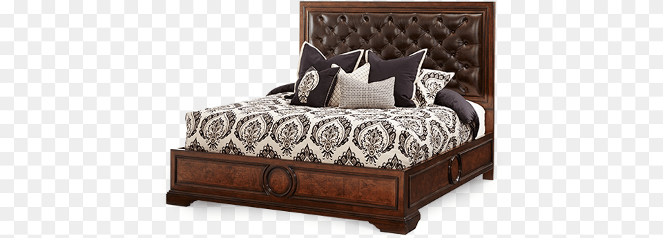 Amini Queen Panel Bed Wleather Tufted Headboard Leather Headboard Panel Bed, Cushion, Furniture, Home Decor Free Png Download