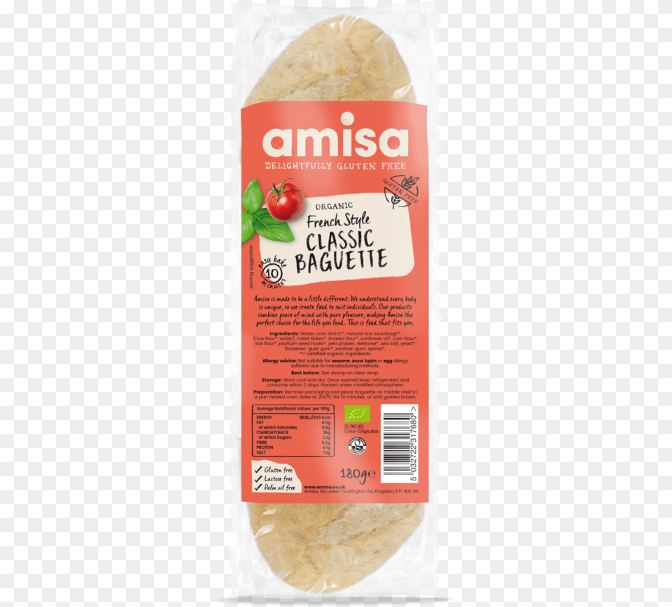 Amisa Organic Gluten French Style Classic Baguette Strawberry, Bread, Food, Ketchup Free Png Download