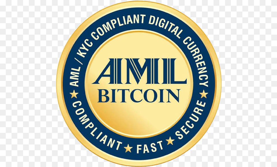 Aml Bitcoin Logo, Badge, Symbol, Gold, Disk Free Png